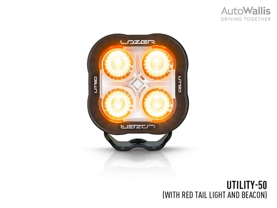 Lazer Lamps Utility-50 Heavy Duty LED munkalámpa piros hátsó-fény és sárga figyelmeztető jelzéssel