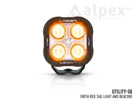 Lazer Lamps Utility-50 Heavy Duty LED munkalámpa piros hátsó-fény és sárga figyelmeztető jelzéssel